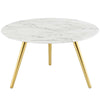 Modway Lippa 28" Round Artificial Marble Coffee Table with Tripod Top, Gold Base