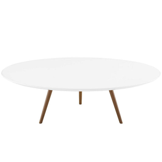 Modway Lippa 47" Mid-Century Modern Round Coffee Table with Tripod Base in Walnut White