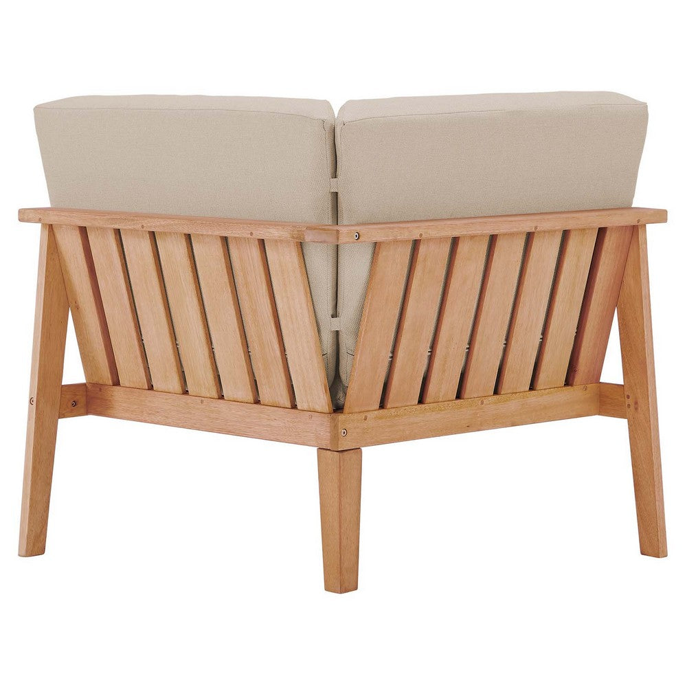 33 Inch Outdoor Patio Eucalyptus Wood Corner Chair, Natural Brown - No Shipping Charges