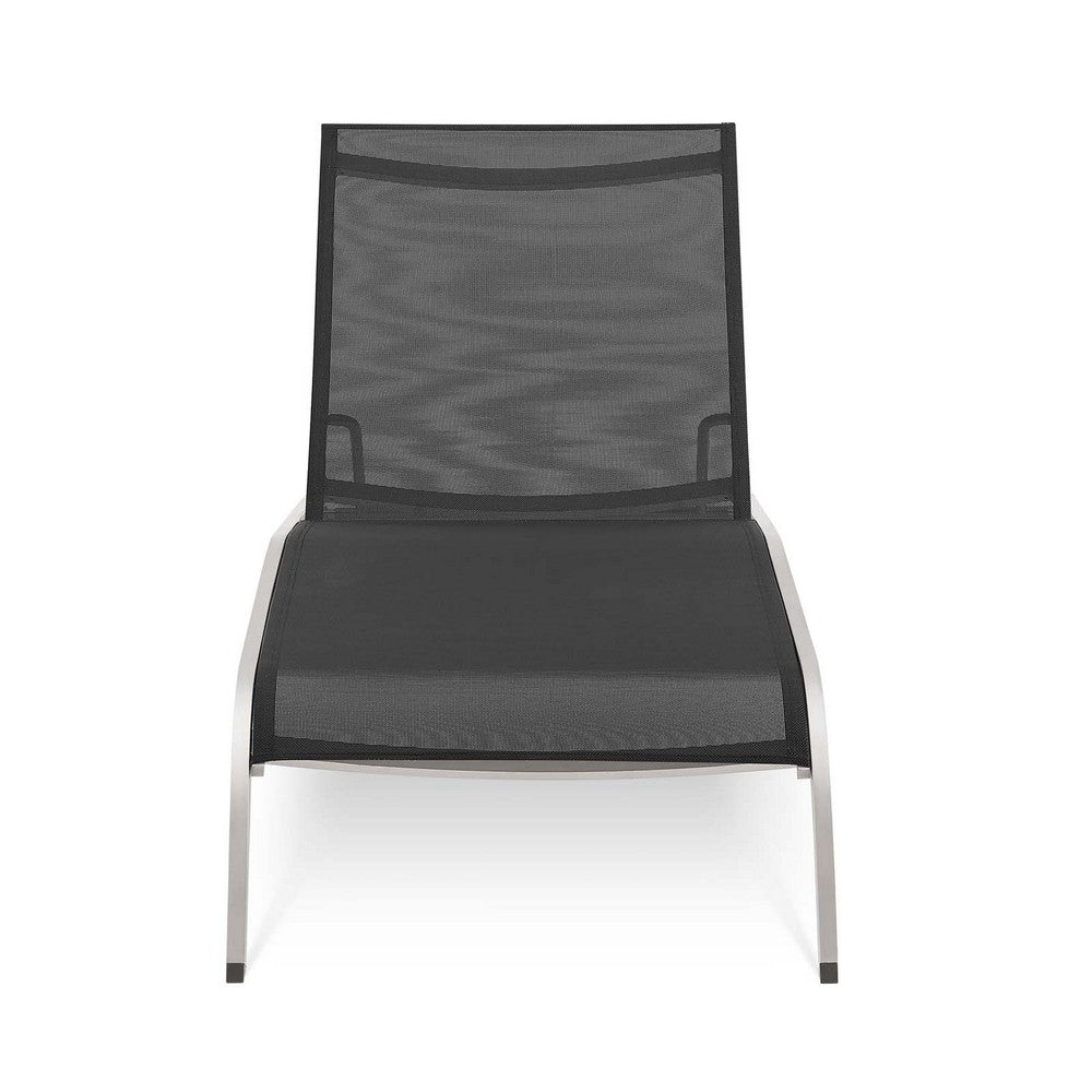 Savannah Mesh Chaise Outdoor Patio Aluminum Lounge Chair by Modway| Black