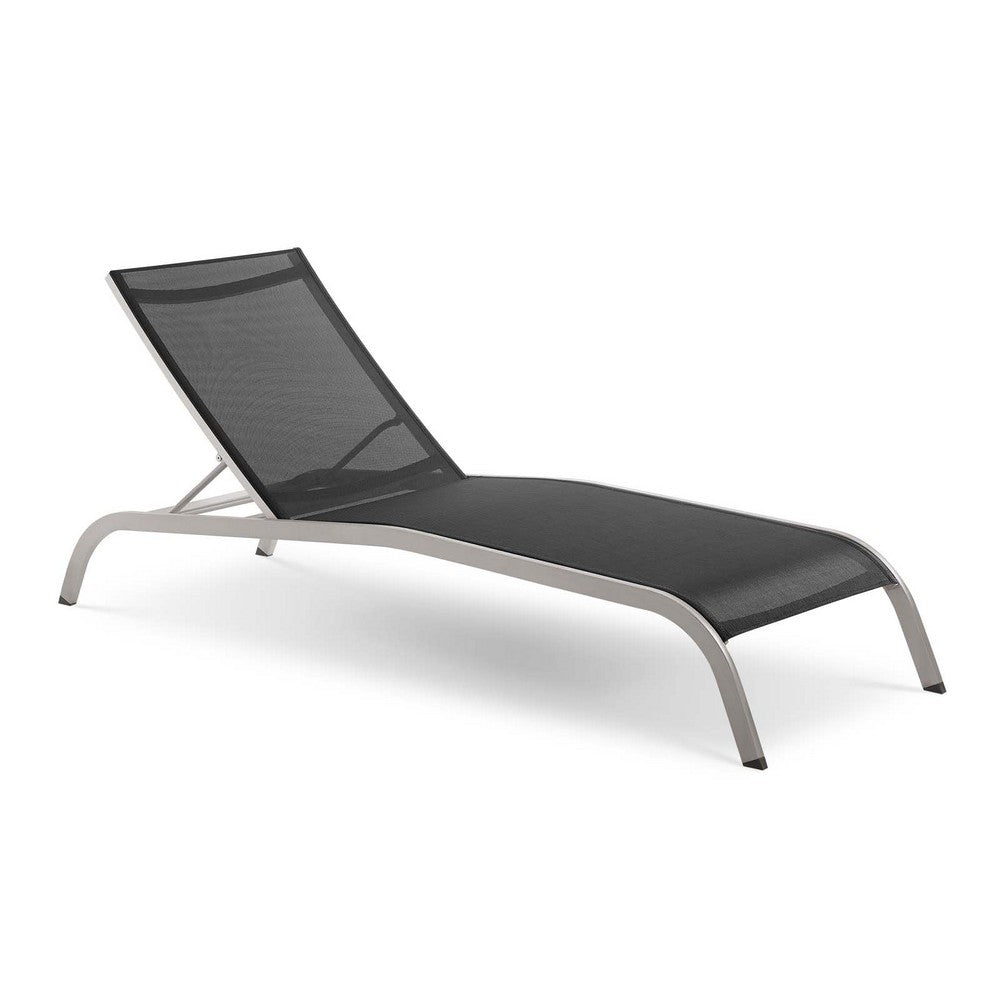 Savannah Mesh Chaise Outdoor Patio Aluminum Lounge Chair by Modway| Black