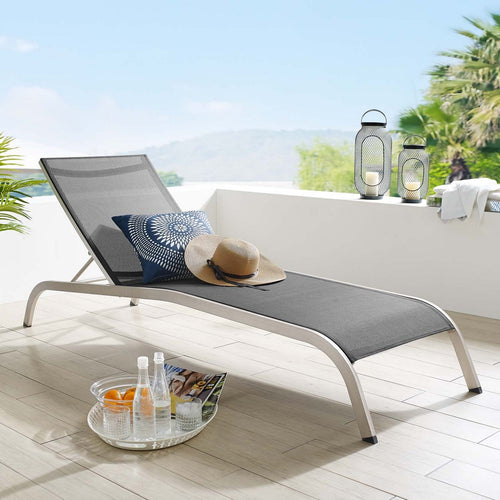 Savannah Mesh Chaise Outdoor Patio Aluminum Lounge Chair by Modway| Black
