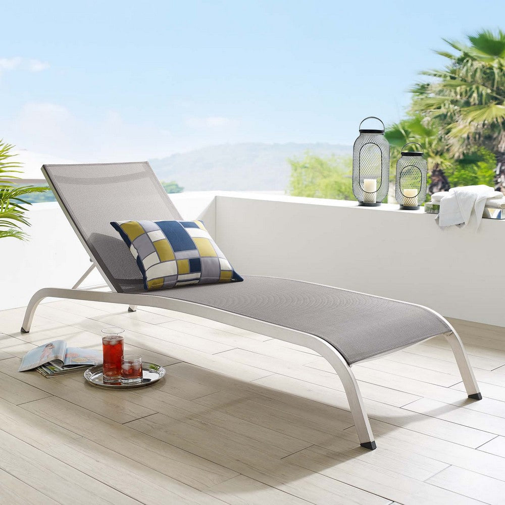 Savannah Mesh Chaise Outdoor Patio Aluminum Lounge Chair - No Shipping Charges