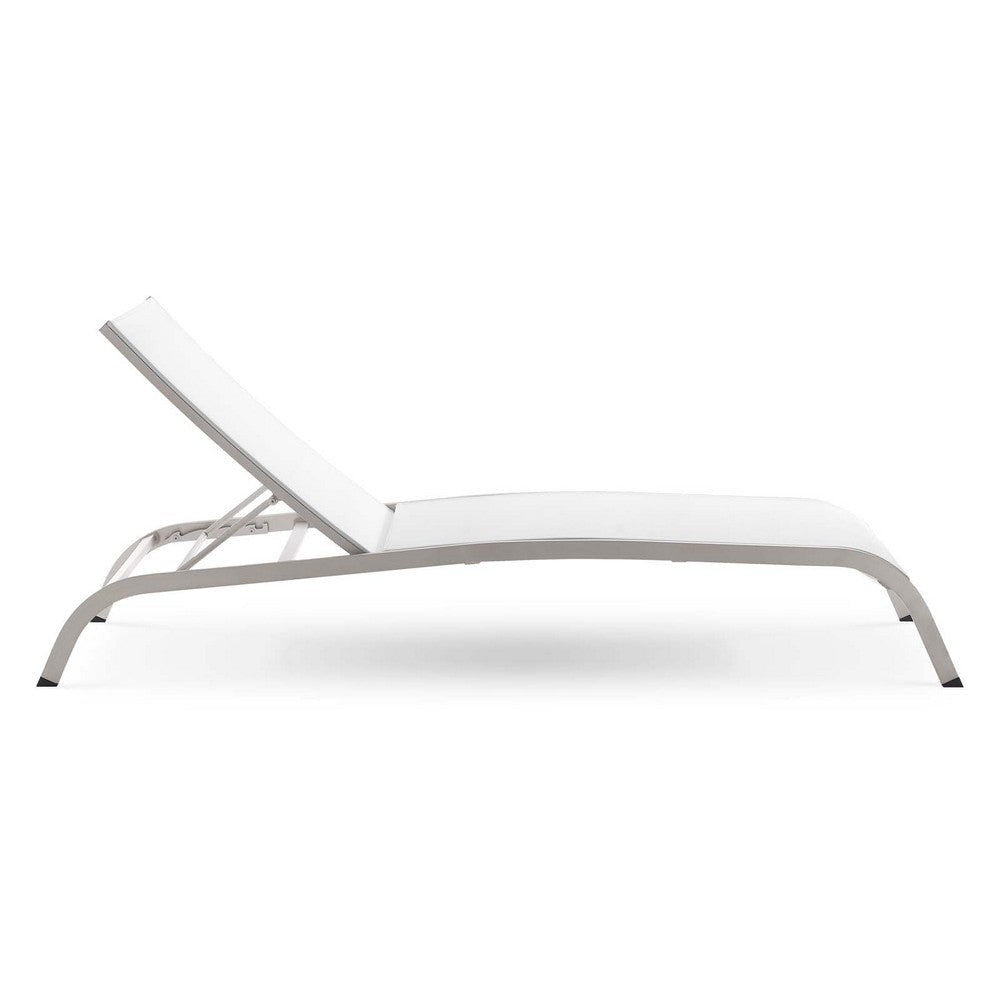 Modway Savannah Outdoor Patio Mesh Chaise Lounge Chair in White 25 x 76.5 x 12 MDY-EEI-3721-WHI