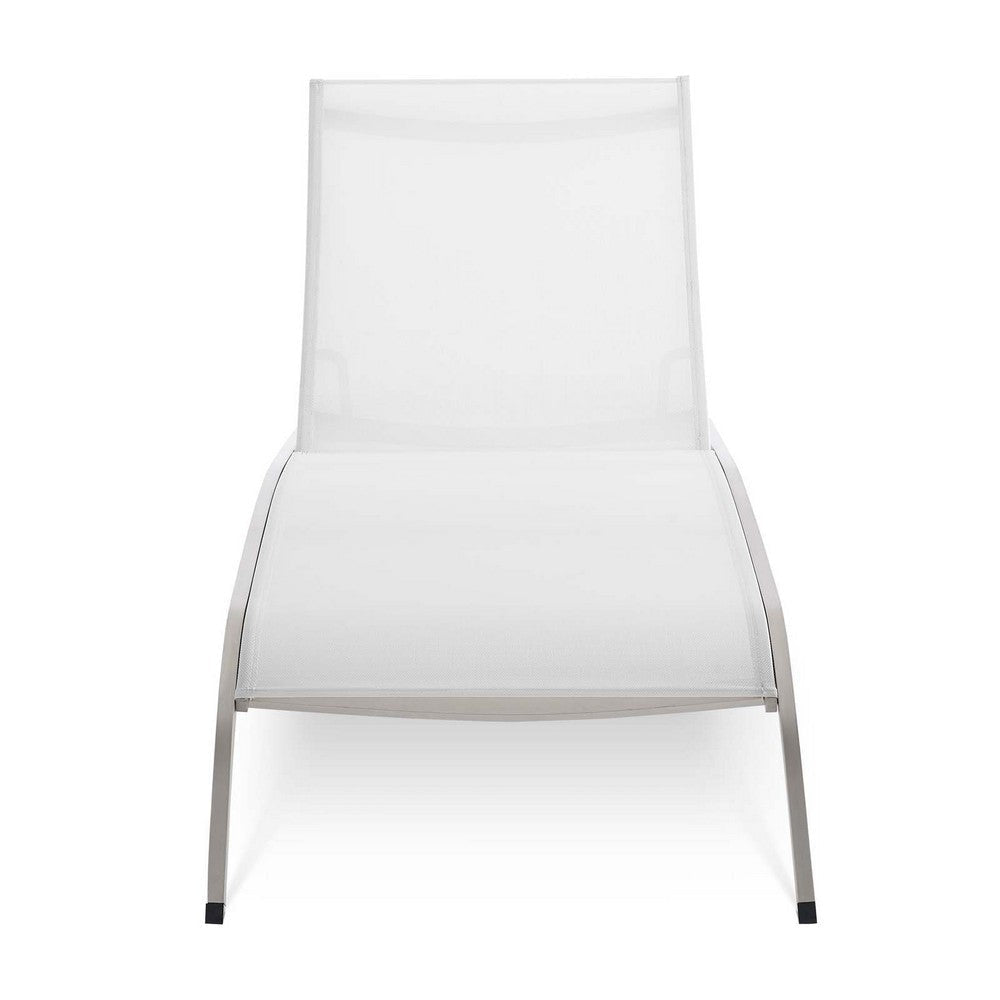 Modway Savannah Outdoor Patio Mesh Chaise Lounge Chair in White 25 x 76.5 x 12 MDY-EEI-3721-WHI