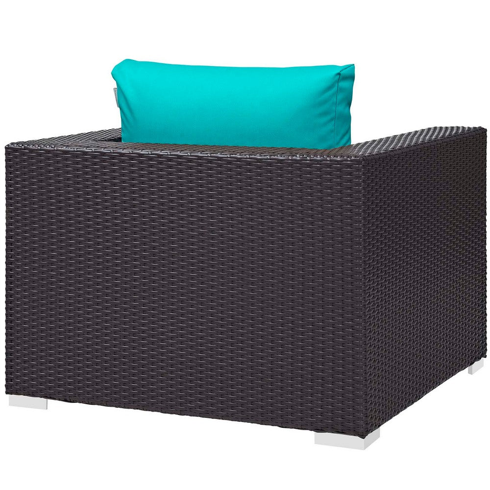 Convene 5 Piece Set Outdoor Patio with Fire Pit by Modway| Blue