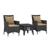 Modway Convene Wicker Rattan 5-Piece Set Outdoor Patio with Fire Pit in Espresso Mocha