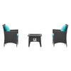 Modway Convene Wicker Rattan 5-Piece Set Outdoor Patio with Fire Pit in Espresso Turquoise MDY-EEI-3729-EXP-TRQ-SET