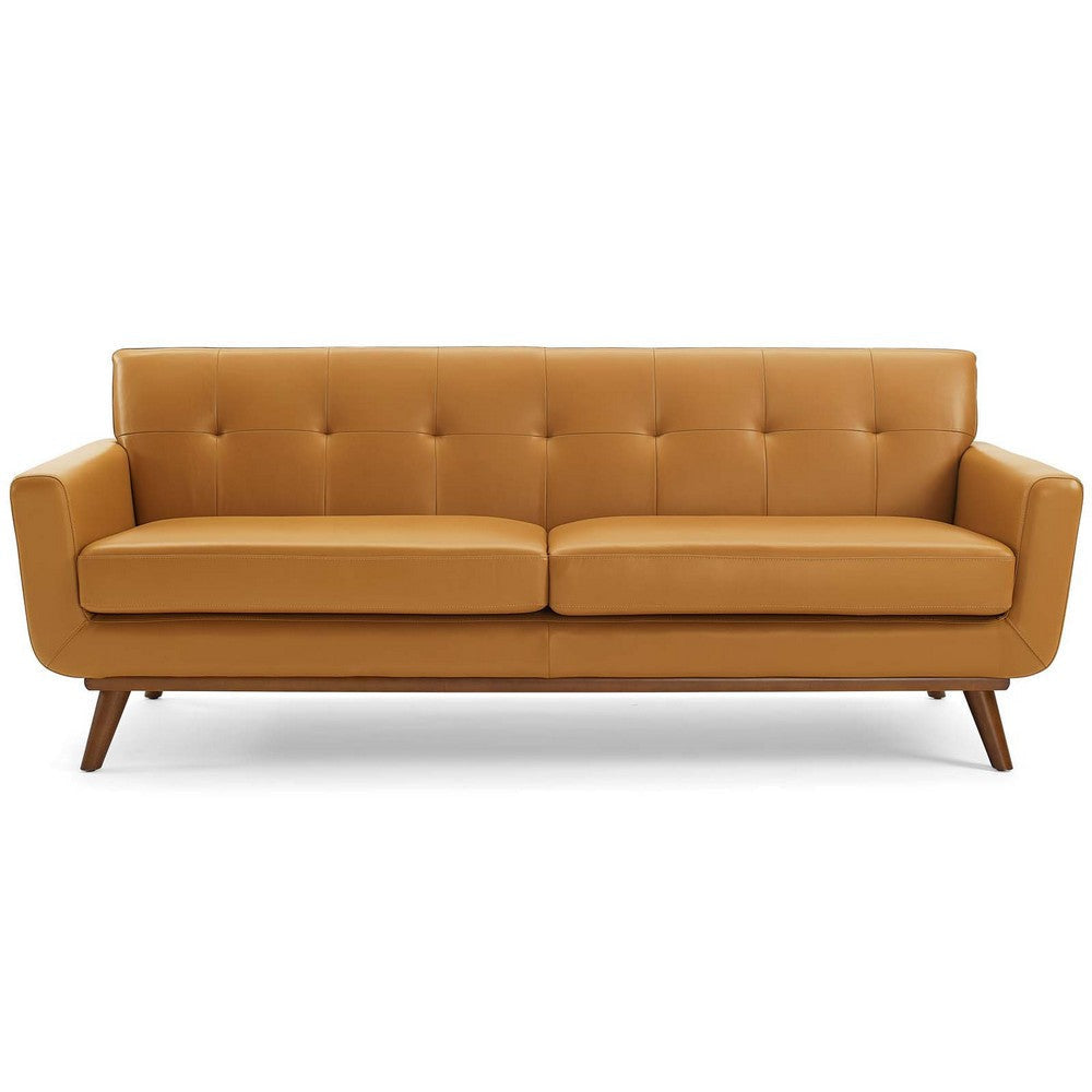 Modway Engage Sofa in Top-Grain Leather Living Room Lounge Tan MDY-EEI-3733-TAN