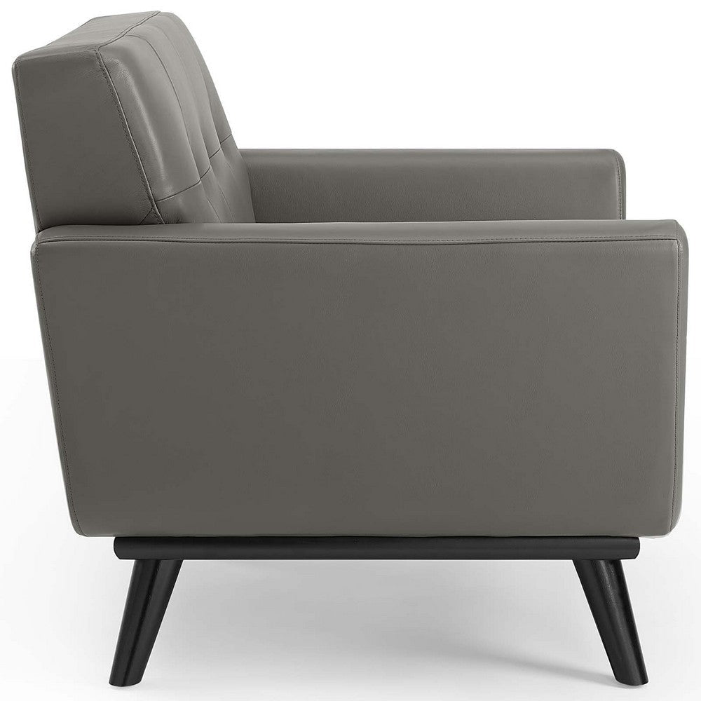 Modway Engage Top-Grain Leather Living Room Lounge Accent Armchair in Gray MDY-EEI-3734-GRY