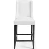 42 Inch Wingback Counter Stool, White Faux Leather Tapered Legs, Black  - No Shipping Charges