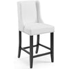 42 Inch Wingback Counter Stool, White Faux Leather Tapered Legs, Black  - No Shipping Charges