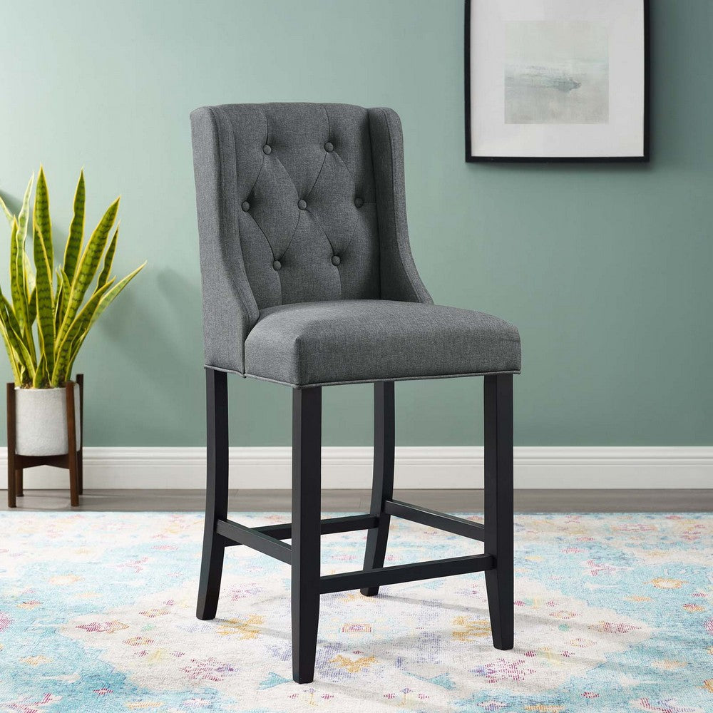 Baronet Tufted Button Upholstered Fabric Counter Stool  - No Shipping Charges