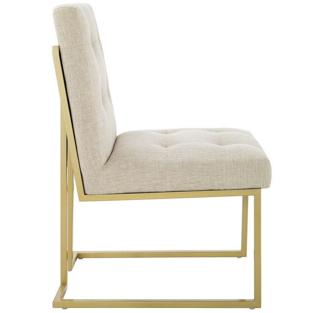 Privy Gold Stainless Steel Upholstered Fabric Dining Accent Chair  - No Shipping Charges