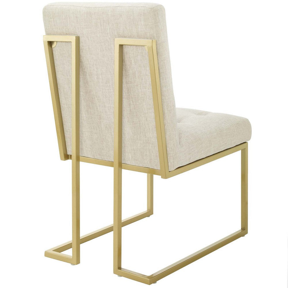 Modway Privy Upholstered Gold Stainless Steel Dining Chair in Gold Beige MDY-EEI-3743-GLD-BEI