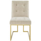 Privy Gold Stainless Steel Upholstered Fabric Dining Accent Chair  - No Shipping Charges