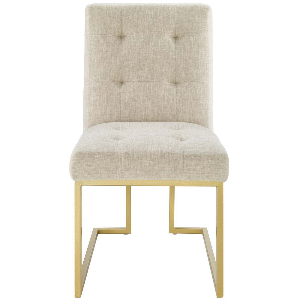 Privy Gold Stainless Steel Upholstered Fabric Dining Accent Chair  - No Shipping Charges