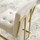 Privy Gold Stainless Steel Upholstered Fabric Dining Accent Chair  - No Shipping Charges