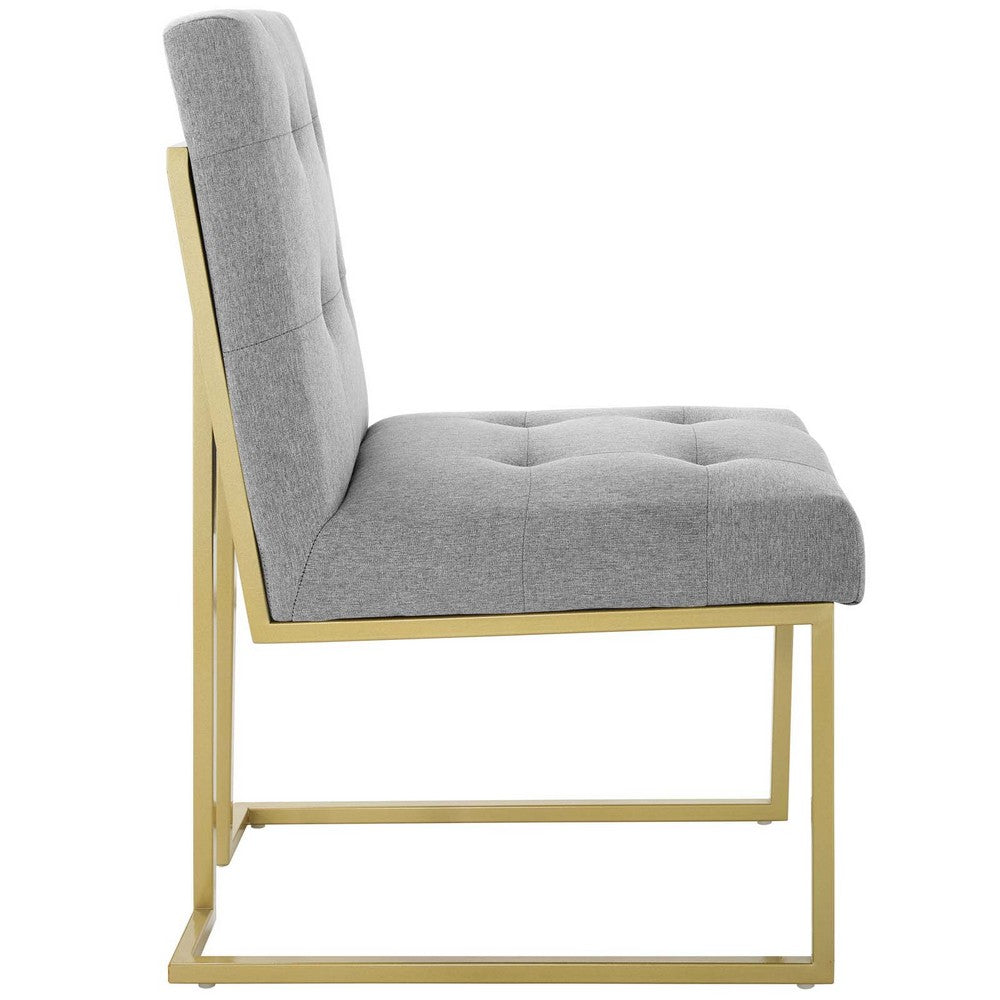 Privy Gold Stainless Steel Upholstered Fabric Dining Accent Chair by Modway| Gray