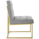 Privy Gold Stainless Steel Upholstered Fabric Dining Accent Chair by Modway| Gray