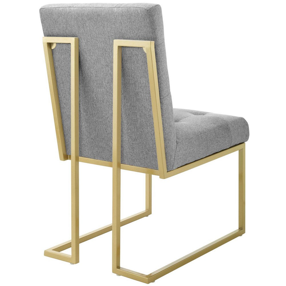 Privy Gold Stainless Steel Upholstered Fabric Dining Accent Chair by Modway| Gray