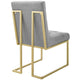 Privy Gold Stainless Steel Upholstered Fabric Dining Accent Chair by Modway| Gray
