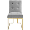 Privy Gold Stainless Steel Upholstered Fabric Dining Accent Chair by Modway| Gray