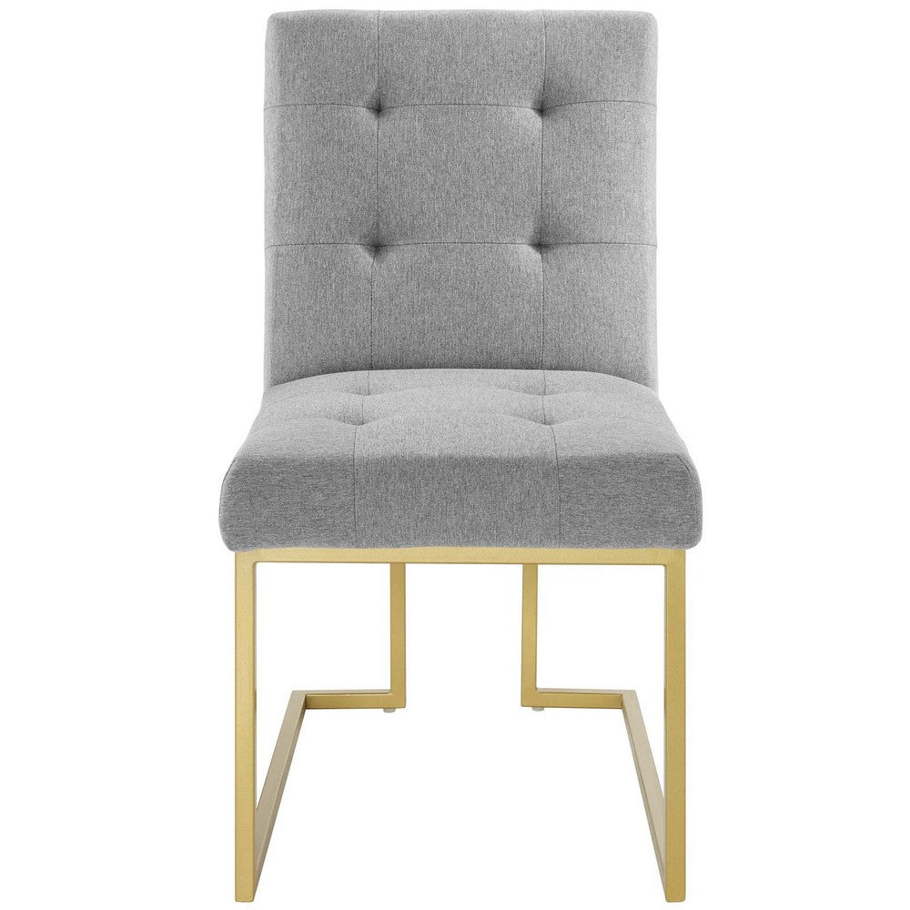 Privy Gold Stainless Steel Upholstered Fabric Dining Accent Chair by Modway| Gray