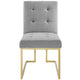 Privy Gold Stainless Steel Upholstered Fabric Dining Accent Chair by Modway| Gray
