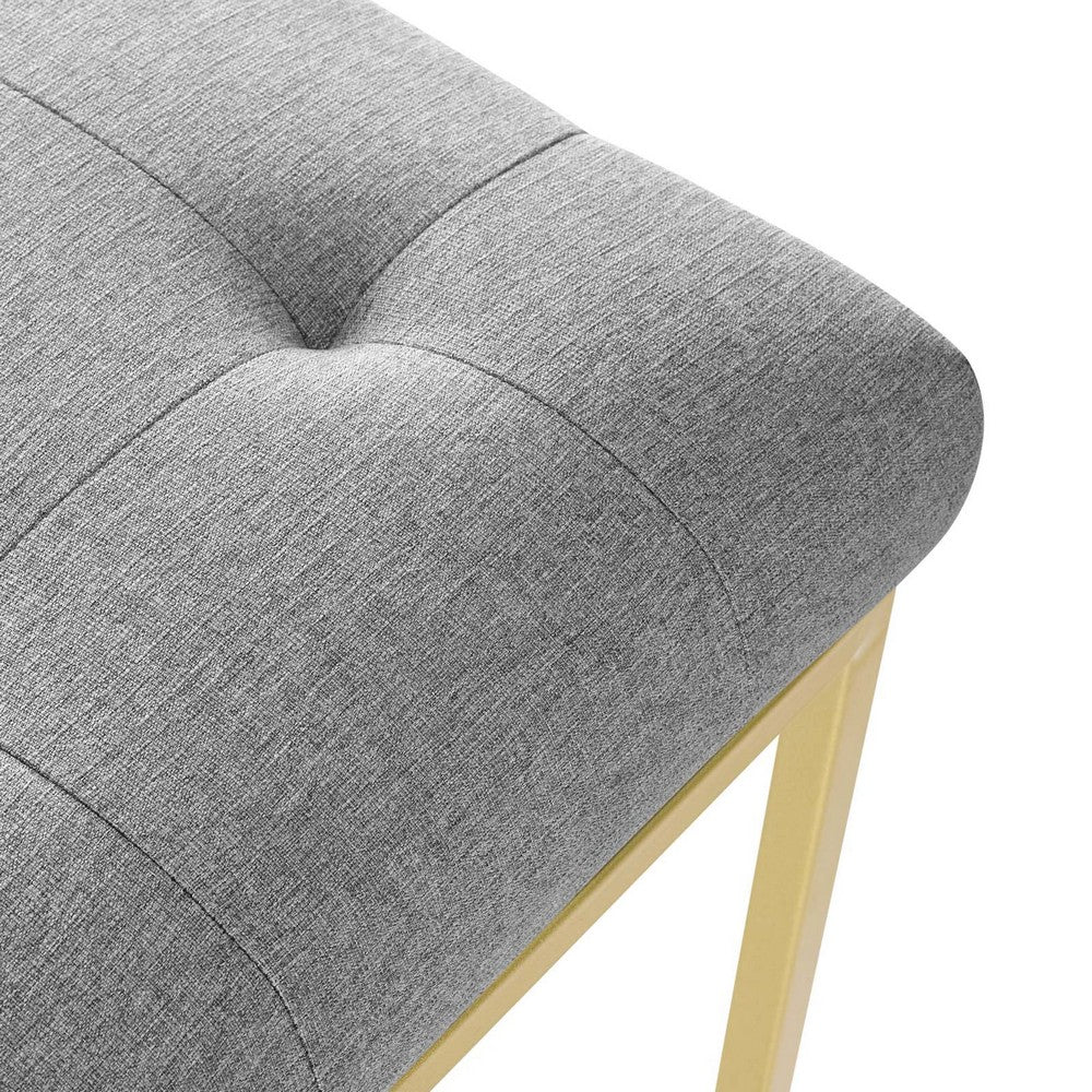 Privy Gold Stainless Steel Upholstered Fabric Dining Accent Chair by Modway| Gray
