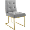 Privy Gold Stainless Steel Upholstered Fabric Dining Accent Chair by Modway| Gray