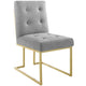 Privy Gold Stainless Steel Upholstered Fabric Dining Accent Chair by Modway| Gray