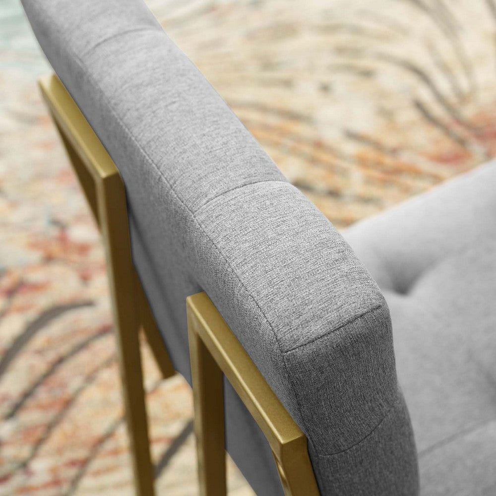 Privy Gold Stainless Steel Upholstered Fabric Dining Accent Chair by Modway| Gray