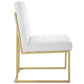 Modway Privy Upholstered Gold Stainless Steel Dining Chair in Gold White MDY-EEI-3743-GLD-WHI