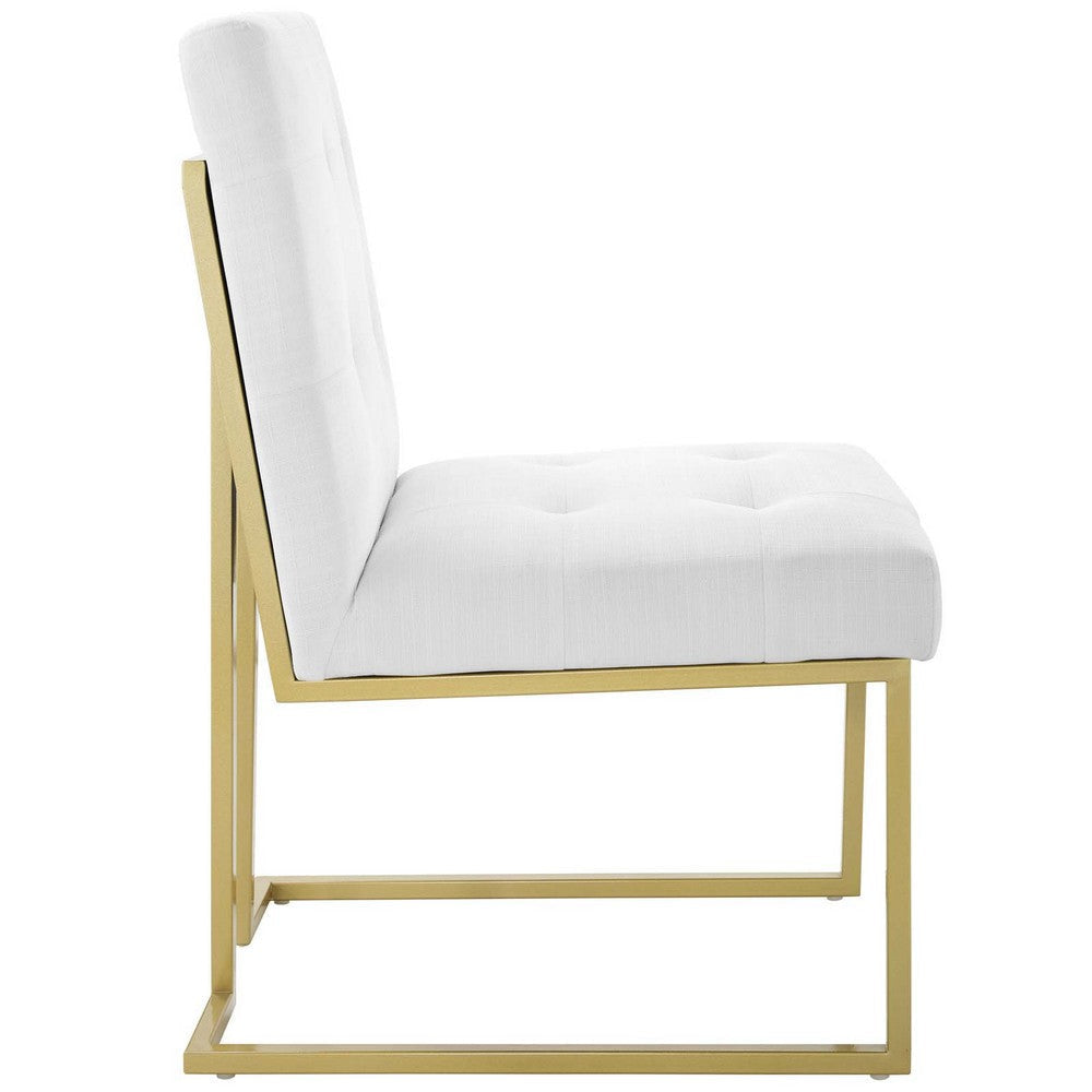 Privy Gold Stainless Steel Upholstered Fabric Dining Accent Chair - No Shipping Charges