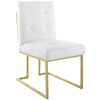 Privy Gold Stainless Steel Upholstered Fabric Dining Accent Chair by Modway| White