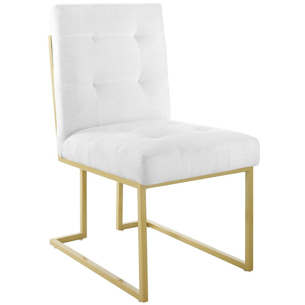 Privy Gold Stainless Steel Upholstered Fabric Dining Accent Chair by Modway| White