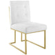 Privy Gold Stainless Steel Upholstered Fabric Dining Accent Chair by Modway| White