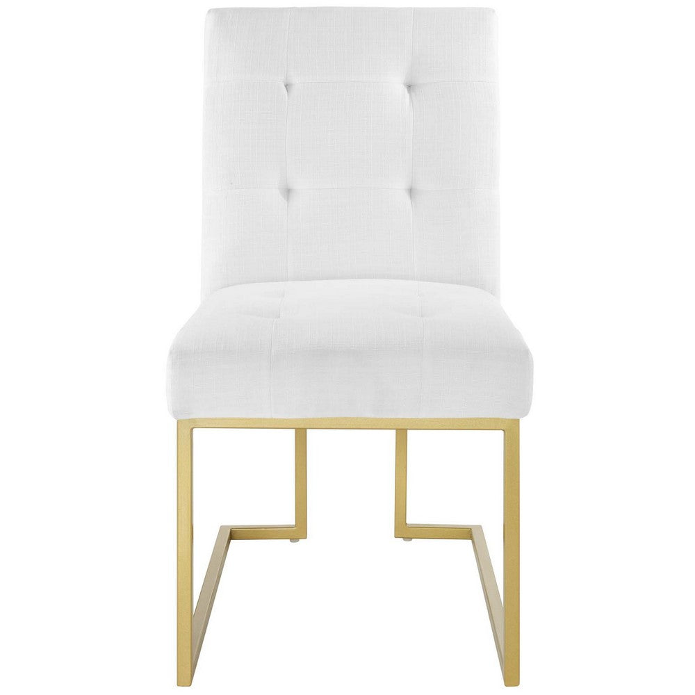 Privy Gold Stainless Steel Upholstered Fabric Dining Accent Chair by Modway| White