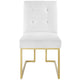 Privy Gold Stainless Steel Upholstered Fabric Dining Accent Chair by Modway| White