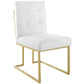 Privy Gold Stainless Steel Upholstered Fabric Dining Accent Chair - No Shipping Charges