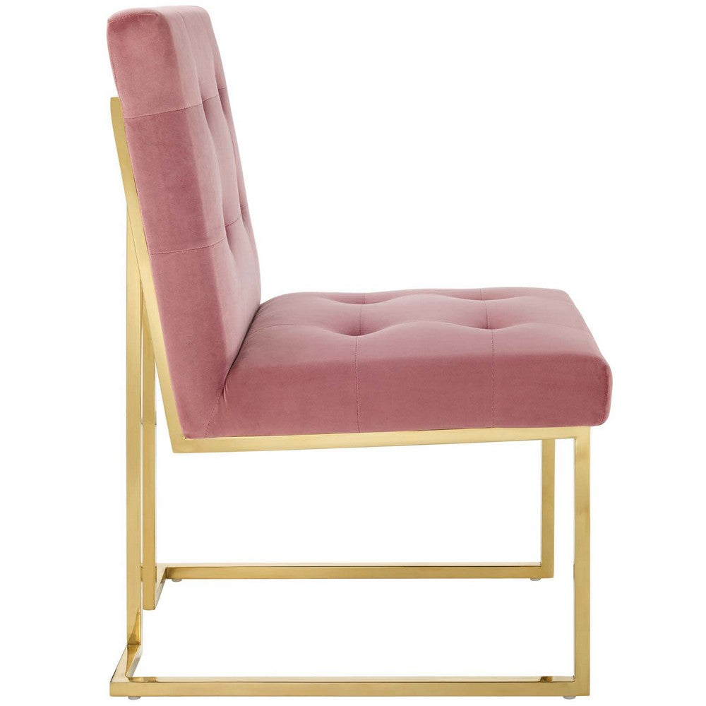 Privy Gold Stainless Steel Performance Velvet Dining Chair by Modway| Red