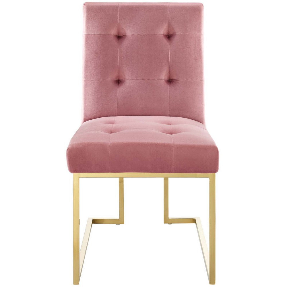Privy Gold Stainless Steel Performance Velvet Dining Chair by Modway| Red