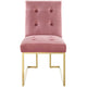 Privy Gold Stainless Steel Performance Velvet Dining Chair by Modway| Red