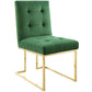 Privy Gold Stainless Steel Performance Velvet Dining Chair - No Shipping Charges