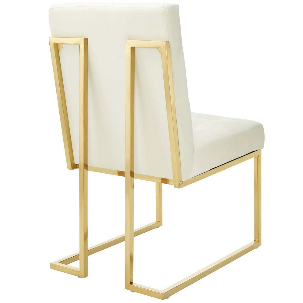 Privy Gold Stainless Steel Performance Velvet Dining Chair by Modway| White