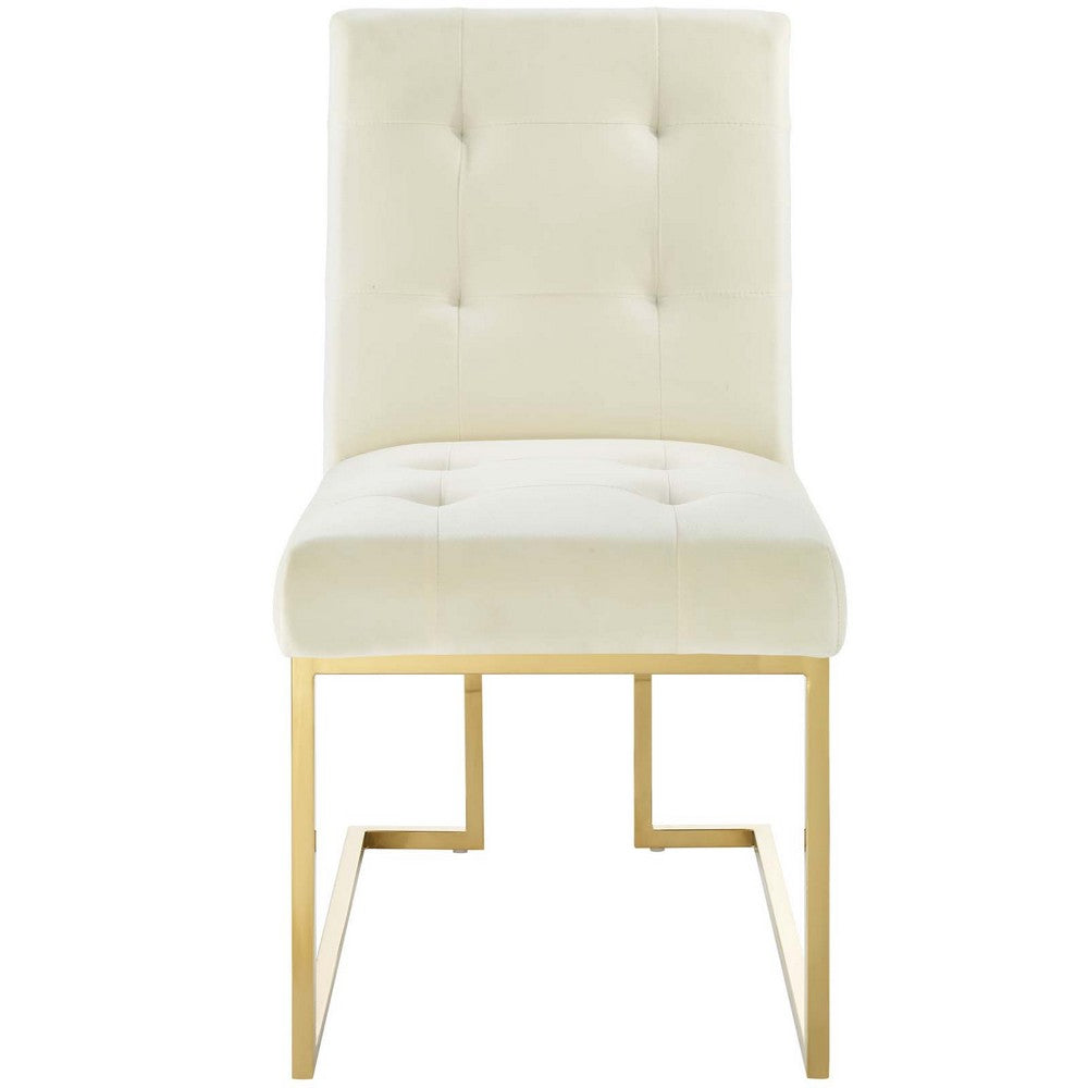 Privy Gold Stainless Steel Performance Velvet Dining Chair by Modway| White