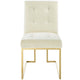 Privy Gold Stainless Steel Performance Velvet Dining Chair by Modway| White