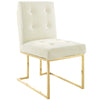 Privy Gold Stainless Steel Performance Velvet Dining Chair by Modway| White