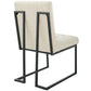 Privy Black Stainless Steel Upholstered Fabric Dining Chair  - No Shipping Charges